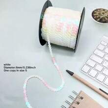 1 Cuộn, 10 Yard Ruy băng sequin 6mm, Kim tuyến tròn dẹt, Kim tuyến laser, Kim tuyến cho đồ thủ công, May vá, Phụ kiện vải, Viền kim tuyến (Thích hợp cho mặt nạ tự làm, giày dép, trang trí quần áo, trang trí tiệc, Nhiều màu sắc, Kiểu cuộn tiện lợi) - Chọn màu sắc - Xem 16