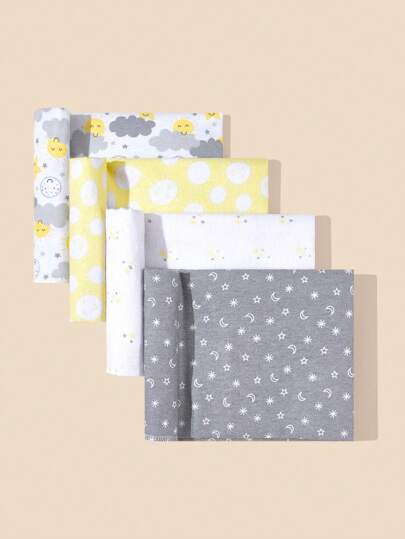 4pcs Comfortable & Skin-Friendly Baby Swaddle Blanket, Unisex