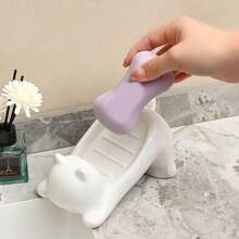 1 pieza Soporte para jabón en forma de gato, 1 pieza Jabonera de plástico en forma de gato, Escurridor ovalado para encimera para decoración del baño, Estante multiusos de almacenamiento de jabón, Regalo ideal para almacenamiento de jabón