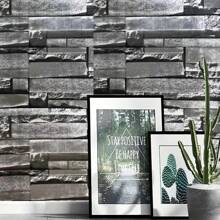 1 Rollo de papel pintado autoadhesivo con efecto de piedra y ladrillo, papel pintado de vinilo PVC desprendible para decoración del fondo de pared de la sala de estar del hogar