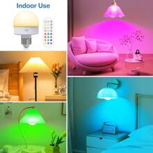 Bombilla recargable - Bombilla con batería E27, 10 controles remotos atenuadores y de color adecuados para luces de pared no cableadas, lámparas colgantes, etc. (2 paquetes)