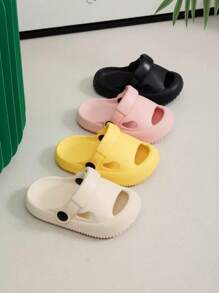 Baby Breathable Hollow Sandals, Lightweight And Soft, Non-Slip Sole, EVA Protective Toe, Solid Color Simple And Cute, Suitable For Indoor And Outdoor Wear For Baby Boys And Girls, Beach Shoes