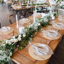 6 peças de jogos americanos redondos de linho grosso, jogos americanos circulares de linho marrom reutilizáveis, decoração de mesa de jantar em estilo rústico para casamento, Natal, feriado, casa de fazenda