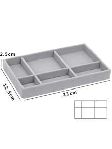 4 Pieces Set: 1pc Velvet Jewelry Tray, Stackable Multi-Compartment Jewelry Storage Box, Removable Jewelry Organizer Tray For Earrings, Rings, Necklaces, Lipsticks, Skincare, Makeup