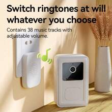 1pc Home Wireless Doorbell, Long Standby -38 Kinds Of Ringtones, With Tinkling USB Power Supply, Portable And Easy To Install, Family Safety.