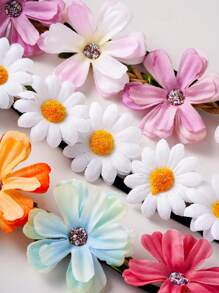 3 stuks/set meisjes bloemen hoofdbanden, elastische haaraccessoires, schattig lief minimalistisch ontwerp, geschikt voor meisjes op vakantie, feest en dagelijks gebruik, lente/zomer
