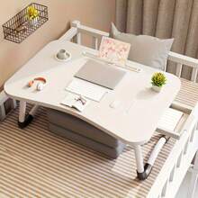 Foldable Small Table Board, Storage Desk, Bedside Table, Computer Desk Small Table, Writing Desk, Can Hold Laptops, Books, Etc, - White - View 3