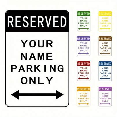 8x12 Inch Custom Metal Parking Sign, Modern Style Personalized Metal Plaque With Your Name, Wall Hanging, UV Protected, Pre-Drilled For Easy Installation, Versatile & Electricity-Free