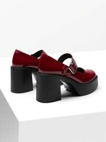Dream Pairs Women's Chunky Heel Mary Jane Pumps - Round Toe Platform High Heels For Party, Prom, School & Casual Wear - Đỏ - Xem 5