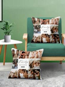 1pc Customized Personalized Photo Printed Pillow Case, Custom Face Pillow,Single Sided Print Pillow Cover For Mother's/Father's/Thanksgiving/Teachers' Day, Create Your Own Picture Pillow Case, Great Gift For Family, Friends And Yourself