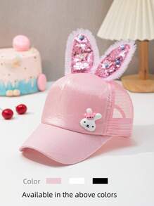 1pc Adjustable Children Rabbit Design Cute Duck Bill Cap, Adorable Baseball Hat For Girls, Suitable For Everyday Wear - Bunny Baseball Cap - View 1