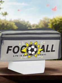 1pc Cartoon Multifunctional Pencil Case, Football Design Pen Bag For Middle/Elementary School Students - Multicolor - View 6
