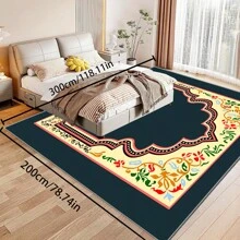 [Crystal Velvet 700g/㎡ Point-Printed Bottom, 5mm Thick] 1pc Bohemian Style Solid Color Area Rug, Soft Non-Slip Washable Carpet Suitable For Living Room, Bedroom, Kitchen, Office, Home Decor, Large Classroom Rug, Geometric Washable Rug