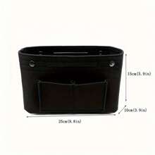 Large Capacity Felt Lined Inner Bag Storage Bag Bag Inserted Into Storage Bag Space Organized With Multiple Compartments Suitable For Makeup Essentials And Small Items Makeup Bag Organization Bag Organizer - Black - View 3