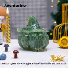 1PC Natural Crystal Gravel Pumpkin House Statue Dropper Resin Reiki Stone Fengshui Halloween Gift Witch Candy Box Home Decoration