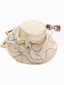 1pc Women's Polyester Mesh Breathable Elegant Casual Bucket Hat With Pearl Flower & Bow Decor, Suitable For Outing, Party And Daily Wear - Bow - View 5