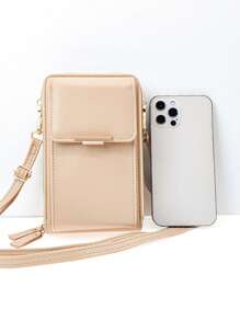 MINGYOU Women's Crossbody Bag, PU Leather, Fashion & Young, Multi-Zipper, Multi-Functional Large Capacity Phone Wallet - Apricot - View 6