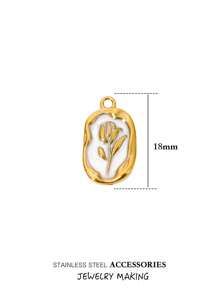 1 件 3 件复古不锈钢饰品金色椭圆形花朵珐琅图案吊坠 DIY 项链手链耳环玫瑰花女士派对珠宝配件批发 - Flower - 查看 16