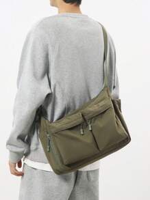 Large Capacity New Men's Waterproof Versatile Messenger Bag, Student School Shoulder Bag, Daily Commute Crossbody Bag, Outdoor Travel Fashion For Men Sling Bag