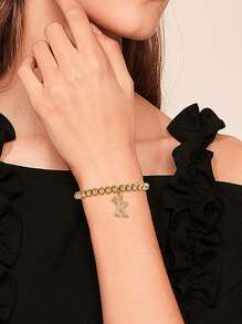 1 Fashionable, Cute, And Multifunctional Bead Pentagram/Butterfly/Heart/Cross/Dragonfly Pendant Bracelet With Customized Letter/Name Pendant Bracelet, Suitable For Boy, Girl, Children, And Teenagers To Wear, And Also A Good Choice For Gifts