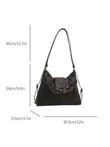Fashionable Solid Color Strap Design Decoration Large Capacity Women's Bag, Versatile And Simple Crescent Shaped Multi-Purpose Shoulder Bag, Suitable For Shopping, Wallets, Shopping, Young Women, College Students, Newcomers, White-Collar Workers. They Are Very Suitable For Offices, Universities, Work, Business, Commuting, Outdoor Activities, Travel, And Outings