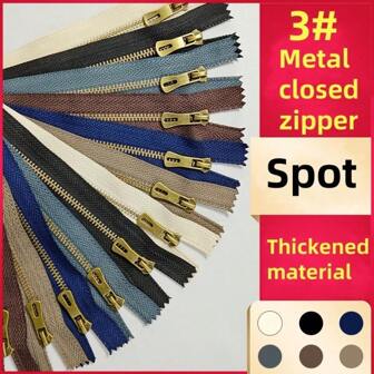 10pcs #3 Metal Short Zipper, Faux Bronze Titanium Alloy, Bags/Leather Goods Crafting DIY Sewing Tools
