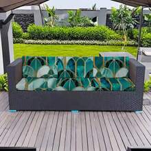 1 件印花花园弹性沙发垫套、户外垫套、沙发套、沙发座套、弹性椅垫套、庭院家具保护套 - 綠色 - 查看 6