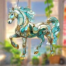 A Set Of 2D Acrylic Colored Glass Horse Sun Catcher Wall Decoration Pendant, Animal Themed Sun Catcher Decoration, Suitable For Home Wall Decoration, Room Decoration, Office Decoration, Bedroom Window Decoration, Summer Garden And Vacation Home Decoration; Interesting And Fashionable Design Style