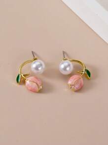 全新浪漫可爱性感粉色郁金香女士耳环，简约设计，高品质时尚耳钉