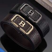 1 条新款鳄鱼纹男士皮带，无扣自动扣，商务休闲百搭裤带，适合青少年、夏季休闲、户外、运动、度假、旅行、毕业礼物、生日、日常穿着 - 彩色 - 查看 3