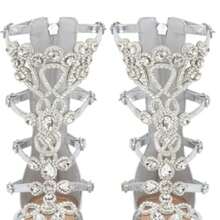 Women's Rhinestone Gladiator Sandals With Shiny Gem Details, Flat Summer Sandals For Beach, Weddings, And Casual Outfits - Perfect For Bridal, Bohemian, And Dressy Occasions - 1125-7銀色 - 查看 3