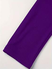 Summer Fashion Solid Color Hollow Out Spaghetti Strap Bodycon Jumpsuit - Purple - View 3