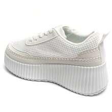 Women's Urban Lace-Up Platform Sneakers - White - View 6