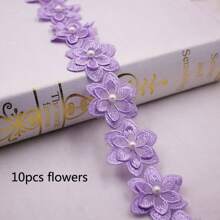 10 件珍珠花卉刺绣蕾丝缝纫用品 - 彩色 - 查看 11