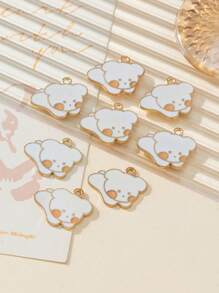 8pcs Fashionable 3D Zinc Alloy Dripping Paint Cute Dog Pendant Necklace, Bracelet, Key Chain, DIY Jewelry Accessories