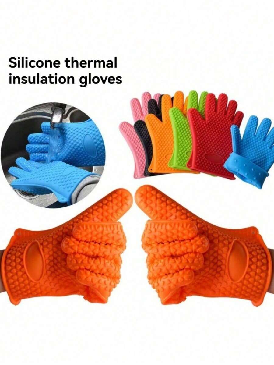 1 pieza Manopla resistente al calor multiusos, guantes con forma de cinco dedos aislados del calor para hornear, el horno, el microondas y tareas del hogar