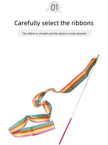 1pc Ombre Color Gradient Rhythmic Gymnastics 4m Ribbon Dance Performance Prop - Suitable For Gymnastics, Birthday Parties And Wedding Decorations - Multicolor - View 5