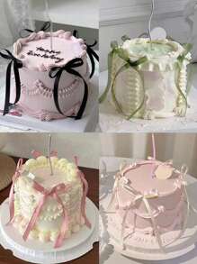 10pcs Ribbon Bow Cake Decorations, Black Ribbon Bow Cake Decorations Silk Cake Skirt, Graduation Cake Toppers, Birthday Party Table Decorations,Birthday Cake Topper,Birthday Cake Topper,Bow Ribbon Cake Decoration For Birthday Shower Wedding Party,Decorate Your Cake, Birthday Party Table Decoration,Wedding, Party, Valentine's Day, Mother's Day, Celebration Cakes