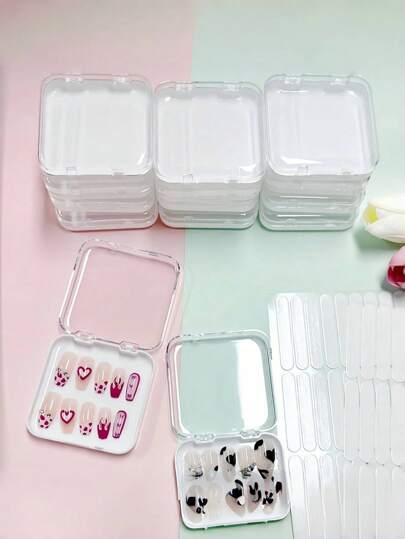10/15pcs Portable Transparent Makeup Storage Box - Durable Plastic Organizer For Jewelry, Nail Art Supplies, And Accessories