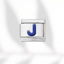 1 Peça Clássica de Cor Prateada Azul de 26 Letras de A a Z Links Italianos Pingente Adequado para Pulseira de Aço Inoxidável de 9mm, Acessório de Joalheria DIY