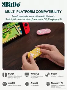 Mandos inalámbricos 8BitDo de tamaño mini, compatibles con , 2 Switch, Android, Windows 10/11, Steam, Raspberry Pi. Modo teclado para Anki, Procreate, MacOS. Modo de juego de 8 horas. Colores: azul, amarillo y rosa. - Amarillo - Ver 3