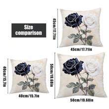 4pcs Vintage Watercolor Black & White Rose Pillow Cover Set, Single-Sided Printed Peach Velvet Material, 45*45/50*50/40*40CM Cushion Cover For Modern Fabric Sofa Indoor Decor, Party Decoration, Gift