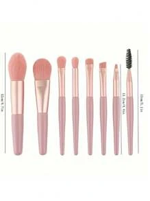 8pcs Makeup Brush Set Including Foundation Brush, Blush Brush, Eye Shadow Brush, Contour Brush, Flat Brush, Eyeliner Brush, Eyebrow Brush And Concealer Brush