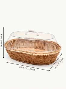 1 个 Faradabiao 葡萄藤面包篮，带透明亚克力盖 - 耐用、可清洗的食物托盘，用于盛放甜点和水果 - 非常适合厨房、野餐和家庭展示