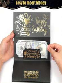 1pc Surprise Birthday Cash Gift Envelope, 6 Card Slots - Elegant Black & Gold Design, Unisex Holiday Wallet, Unique Memorabilia For Any Birthday Celebration, Cartoon Fantasy Theme, Cash Gift Display Box. Exquisite Gift Envelope. Delicate Souvenir. - Multicolor - View 7
