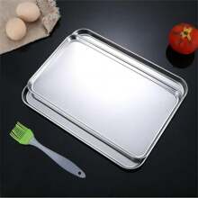 1 Pieces 3 Pieces Of Stainless Steel Square Multi-Functional Flat Base / Plate / Tray, Mini Version, 10.43 Inches * 8.07 Inches * 0.47 Inches (Large) / 10.43 Inches* 6.1 Inches * 0.47 In (Medium) / 8.93 Inches * 5.7 Inches * 0.47 Inch (Small), Depth / Height 1.2 Cm / 0.47 Inches, Tiramisu Multi-Functional Flat Base, Cold Noodle Steamed Rice Plate