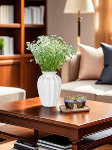 白色红色塑料花瓶，简单的花瓶，用于花卉植物，哑光花瓶，用于现代桌架家居装饰婚礼波西米亚风装饰，复合塑料花瓶，牢不可破的陶瓷外观花瓶，用于家居装饰中心装饰品，布置花束，牢不可破的花瓶，用于花卉，陶瓷外观塑料花瓶，用于家居装饰，客厅，桌子 - 彩色 - 查看 11