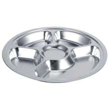 Lot de 5 plateaux de service ronds en acier inoxydable 304 épais à 5 sections pour enfants