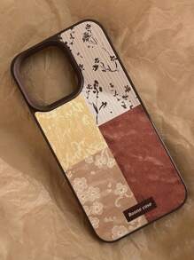1 pieza Funda dura para teléfono con brillo, diseño de flor de ciruela vintage plateada, compatible con la serie 16/15/14/13/12/11, otoño/invierno