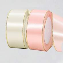 Paquete de 2 piezas de cinta dorada de 4 cm de ancho y 21 m de largo, para manualidades en ramos de rosas, decoración de tartas y cajas de regalo, decoración de bodas, cinta de satén